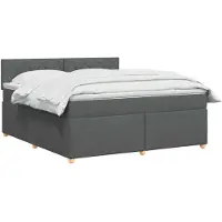 vidaXL Lit boxspring avec matelas gris foncé 160 x 200 cm Tissu
