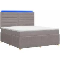 Syfax Lit boxspring LED avec matelas Taupe 140 x 190 cm Tissu