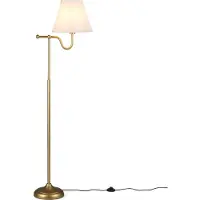 Costway Lampe sur pied de 158 cm avec abat-jour en tissu, lampe sur pied avec interrupteur au pied, base lestée et douille E27, lampe sur pied, lampe de lecture, lampe de sol vintage
