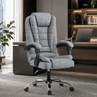 Zaisze Fauteuil de bureau, chaise de bureau ergonomique, chaise de bureau en tissu, dossier haut, repose-tête ergonomique avec fonction inclinable, couleur gris