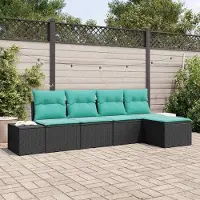Prolenta Maison Exclusive - Ensemble de canapé 5 pièces, couleur noire [Matériau synthétique] : Rotin synthétique