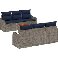vidaXL Ensemble de canapé de jardin , 7 pièces, gris, en résine tressée