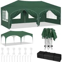 BellaFurn Tente de réception 3x6 mètres avec 6 parois latérales | Vert | 300x600x250-258 cm