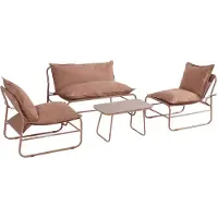 Rebecca Mobili Ensemble de salon de jardin pour 4 personnes, comprenant des fauteuils, de la marque Mobili, modèle Rebecca, en métal et polyester, de couleur marron moka