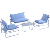 Rebecca Mobili Ensemble de salon de jardin pour 4 personnes, comprenant un canapé, de la collection Mobili Rebecca Avoren, en métal et polyester, de couleur bleue