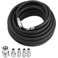 StarTech.com Tuyau pneumatique - Tuyau en caoutchouc flexible de 15 mètres - Kit d'accessoires pour compresseur en 5 pièces - Noir