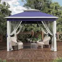 StarTech.com Pavillon pop-up - Tente pliante de 3,4 x 3,4 m - Moustiquaire intégrée - Protection UV50+ et déperlant - Hauteur réglable jusqu'à 3 m - Pour 5 à 8 personnes - Couleur : bleu