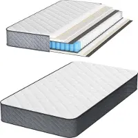 Peviasot Matelas à ressorts ensachés , zone 7, dimensions 120x190 cm, hauteur H3, 22 cm, avec une couche de coton de 2 cm, couleur blanc-gris