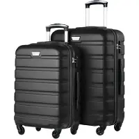 Coolife Ensemble de valises rigides, 2 pièces, taille S et M, couleur noir "Mondnacht", avec serrure TSA et 4 roulettes