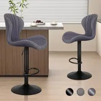 ALFORDSON Ensemble de 2 tabourets de bar, pivotants, réglables en hauteur, avec dossier, en similicuir gris