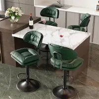 Hawthyhome Ensemble de 4 tabourets de bar, couleur vert militaire, rembourrés de manière ergonomique avec dossier, et réglables en hauteur