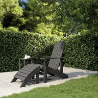 Markenlos Fauteuil de jardin Adirondack en HDPE, de couleur anthracite, avec repose-pieds. Mobilier de jardin et sièges de jardin. Poids : 21,04 kg