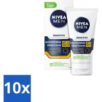 Nivea Crème Sensitive MEN pour le visage avec SPF 15 - 75 ml - Pack avantage - 10 pièces