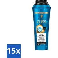 Schwarzkopf Gliss - Shampooing - Aqua Revive - Pour des cheveux hydratés et frais - 250 ml - Pack avantage - 15 pièces