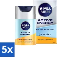Nivea MEN Active Energy Wake-Up Gel pour le visage avec caféine 50 ml - Pack avantage - 5 pièces