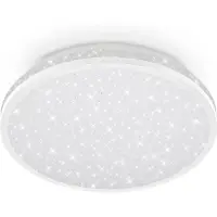 Briloner Plafonnier LED IP44 protection contre les projections d'eau Ø28x7 cm rond 15 W 8 000 lm 4 000 K blanc chaud ciel étoilé blanc - Plafonnier salle de bains cuisine
