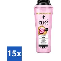 Schwarzkopf Gliss Shampooing - Liquid Silk - Pour des cheveux brillants et soyeux - 250 ml - Pack d'avantages - 15 pièces
