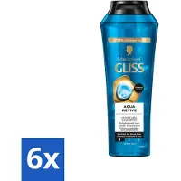 Schwarzkopf Gliss - Shampooing - Aqua Revive - Pour des cheveux hydratés et frais - 250 ml - Pack avantage - 6 pièces