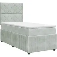 vidaXL Lit boxspring avec matelas gris clair 90 x 200 cm velours