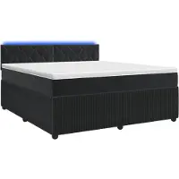 Syfax Lit boxspring avec matelas noir 160 x 200 cm velours
