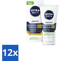 Nivea Crème Sensitive pour le visage MEN avec SPF 15 - 75 ml - Pack avantage - 12 pièces