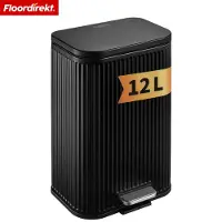 Floordirekt Poubelle Miles – Poubelle à pédale avec couvercle à fermeture douce et seau intérieur amovible – Noir – 12 litres