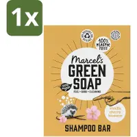 Marcels Green Soap Savon vert Marcel's - Barre de shampooing - Vanille & Fleur de cerisier - Fortifie & soigne - 90g - 1 pièce