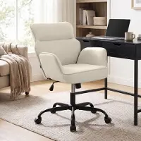 CLP Chaise de bureau Amado, aspect cuir, réglable en hauteur, pivotante à 360°, avec dossier jusqu'à 135 kg | Couleur : crème