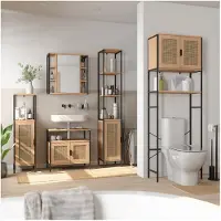 Vicco Armoire de toilette Linara Chêne/Noir 60x60cm, Model 59889