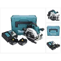 Makita Scie circulaire sans fil DHS 661 RFJ 18 V 165 mm sans balais + 2 batteries 3,0 Ah + chargeur + Makpac