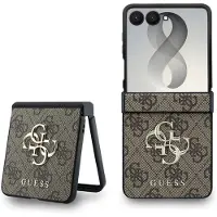 GUESS Étui PU 4G avec logo métallique pour Samsung Galaxy Z Flip8 (réf. F776B) - marron (Samsung Galaxy Z Flip 8), Coque pour téléphone portable, Marron