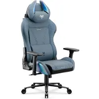 Diablo Chairs Diablo X-Horn 2.0 : Fauteuil de gaming, fauteuil de bureau, fauteuil de travail, design ergonomique en tissu, couleur bleu arc-en-ciel, modèle standard