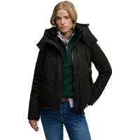 Superdry Femme Veste Coupe-vent Arctique à Capuche en Microfibre Black Taille: 42