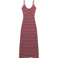 Superdry Stripe Rib Jersey Sleeveless Long Dress Rouge XS Femme