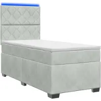 vidaXL Lit boxspring avec matelas gris clair 90 x 200 cm velours