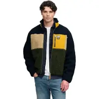 Superdry Colour Block Retro Fleece Full Zip Sweatshirt Bleu S Homme