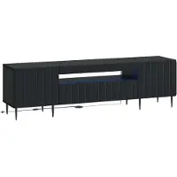 Syfax Meuble TV LED, noir, en panneaux de particules