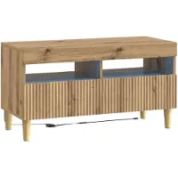 vidaXL Meuble TV LED en bois imitation chêne artisanal, marque