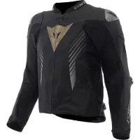 Dainese Super Speed 5, veste de moto en cuir perforé, noire/dorée, taille 54