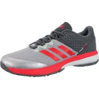 Adidas Court Stabil, chaussures de handball, pour hommes, gris, rouge, acier inoxydable, pour adultes, unie, taille 46,7 (46 2/3)