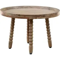 Wohnling Table basse en acacia massif, bois massif, diamètre 60 cm, design rond, table d'appoint pour salon, table basse, pieds décoratifs, table d'appoint, fabrication artisanale