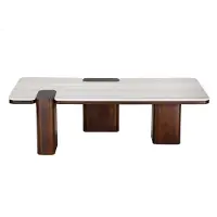 Signature - Table basse en bois de manguier et marbre - PUZZLE