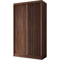 MargaretHadas24 Armoire coulissante Erika de 120 cm, avec lamelles, sans miroir. Comprend une barre de vêtements et un espace de rangement. (Couleur : Noyer Warmia, noir)