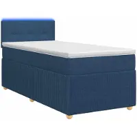 Syfax Lit boxspring avec matelas avec tête de lit bleu 100 x 200 cm tissu