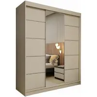 MargaretHadas24 Margaret Hadas24. Commode SAMANTHA, 180 cm, meuble de rangement pour salon, meubles lamellés pour salon, commode avec portes coulissantes, cachemire