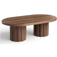 AEA Table basse en bois, ovale, design moderne, pieds massifs, aspect bois naturel