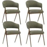 COLAMY Lot de 4 Chaises de Salle à Manger Vintage,Dossier Ergonomique,Cadre en Métal Solide et Durable,Revêtement en Tissu Vert