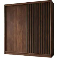 MargaretHadas24 Armoire coulissante Erika de 200 cm, avec lamelles, sans miroir. Comprend une barre de vêtements et un espace de rangement. (Couleur : Noyer Warmia, noir)