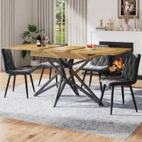 Sonstiges Table extensible, dimensions 120-160 cm, finition noyer, pieds noirs en forme d'étoile, pour 4 à 6 personnes