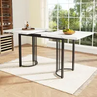 Sonstiges Table extensible blanche, rectangulaire, pour 2 à 6 personnes, dimensions 140-179,5 x 80 x 76,5 cm, en MDF et métal